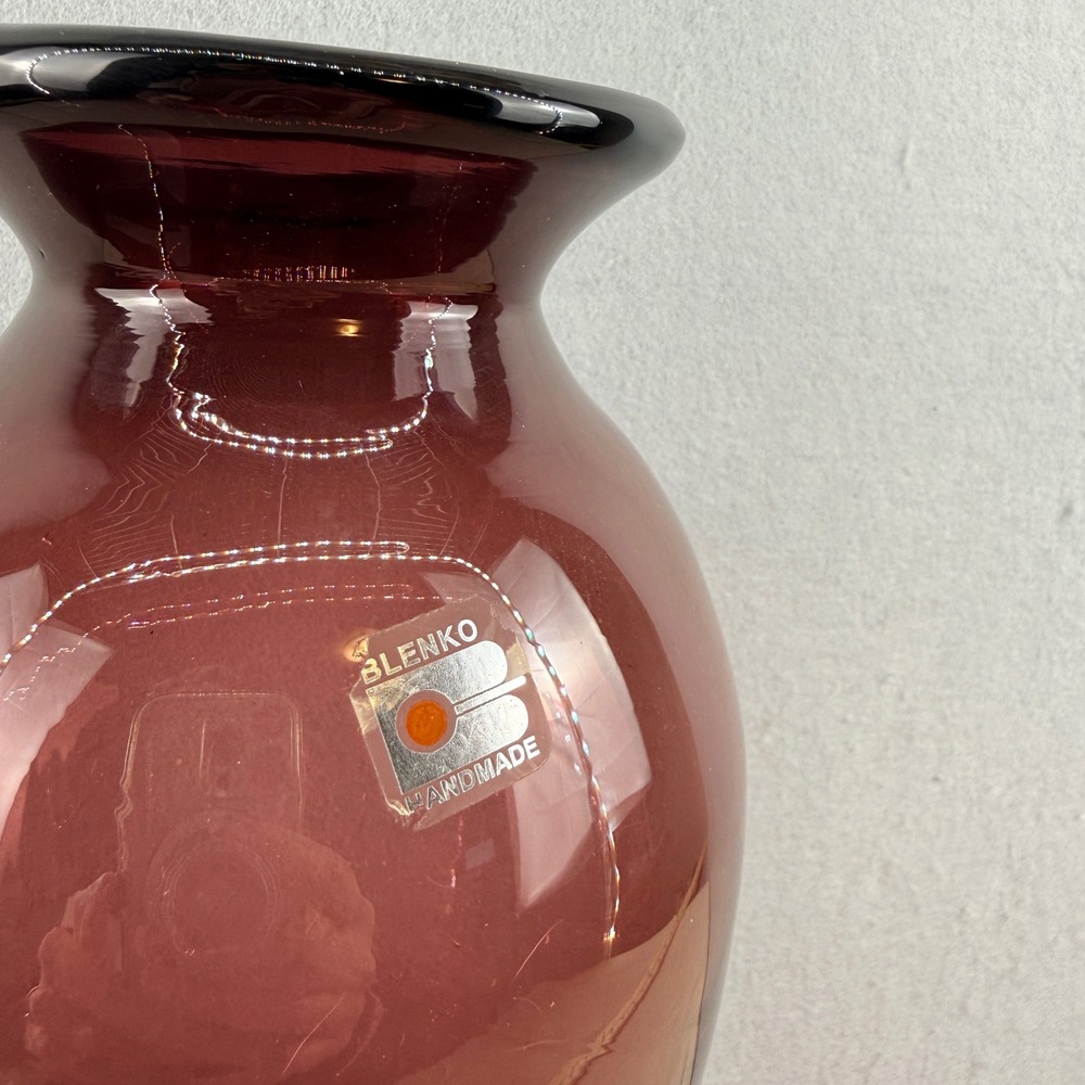 Blenko 8310M Amethyst Purple Vase 16" Don Shepherd Art Glass w/ Foil Label - Picture 2 of 10